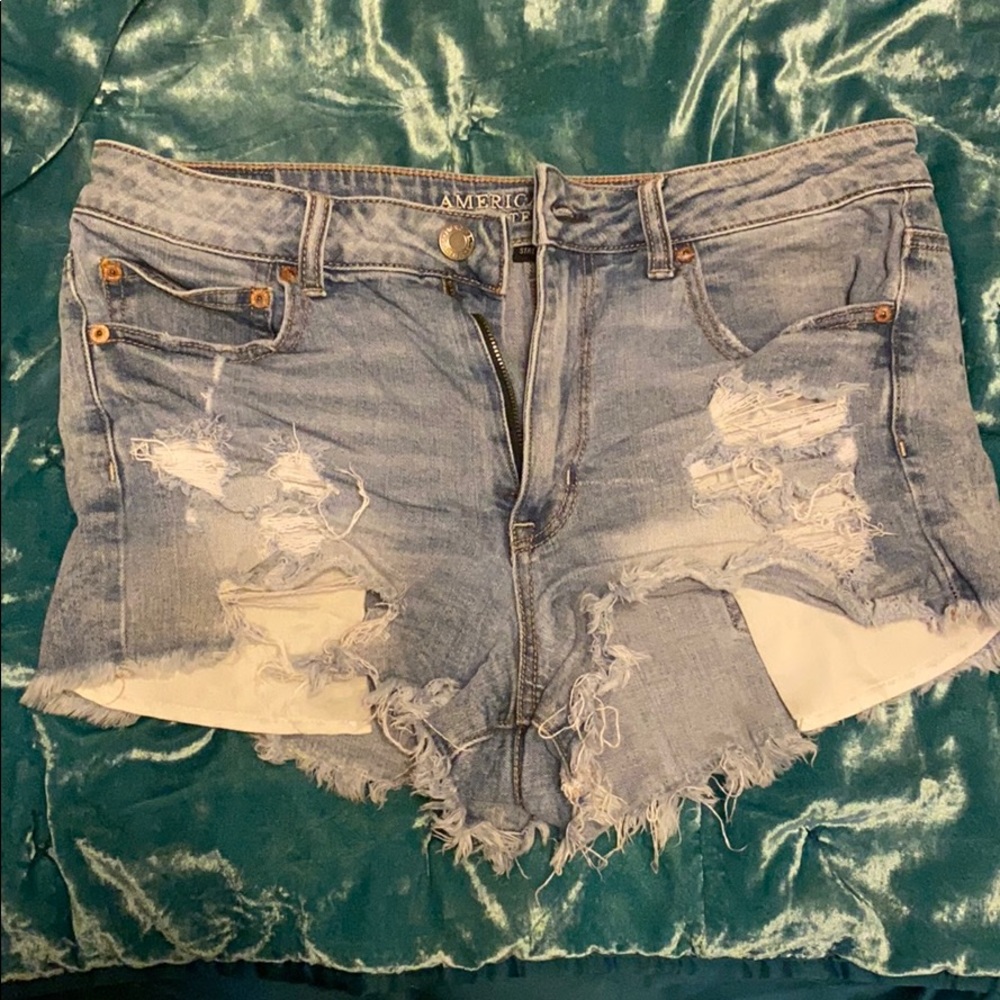 Light wash jean shorts